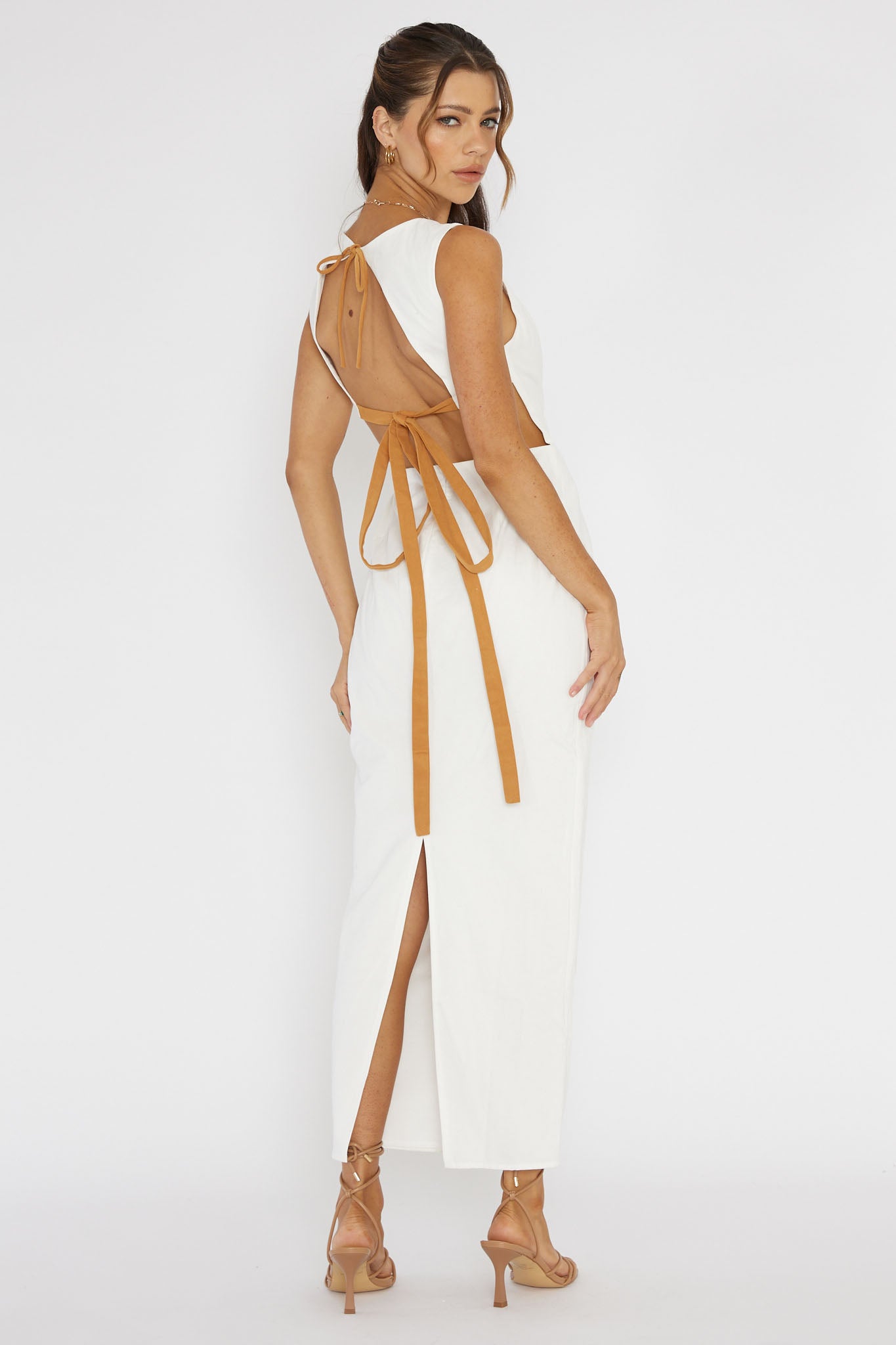 Golden Afternoon Open Tied Back Dress White by Selfie Leslie Australia