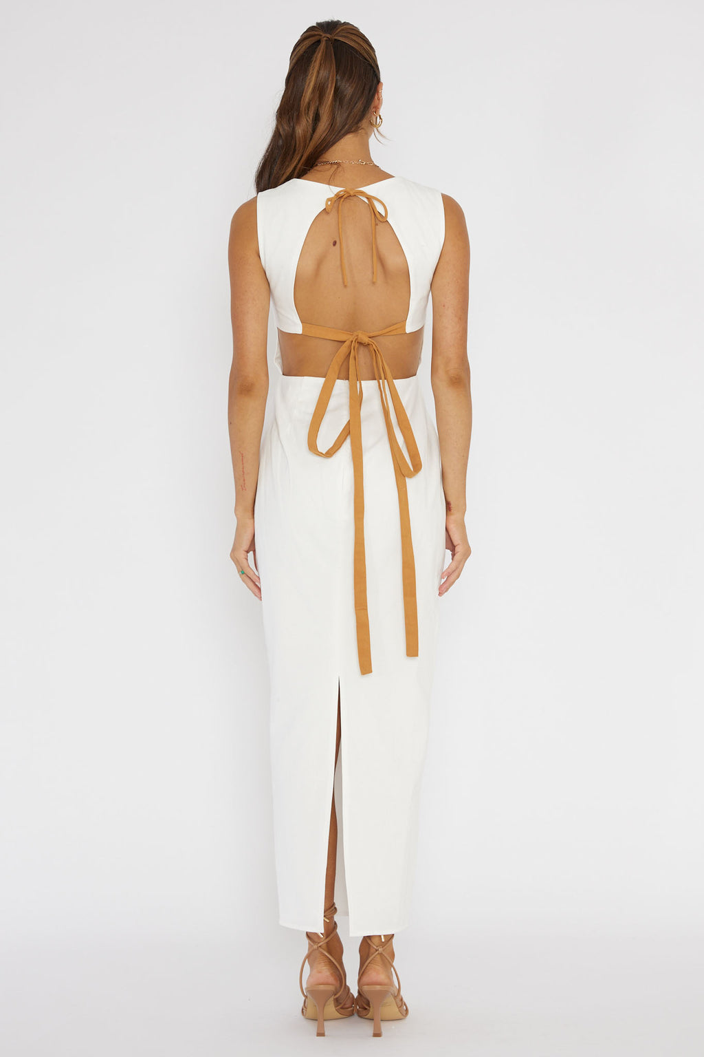Golden Afternoon Open Tied Back Dress White by Selfie Leslie Australia
