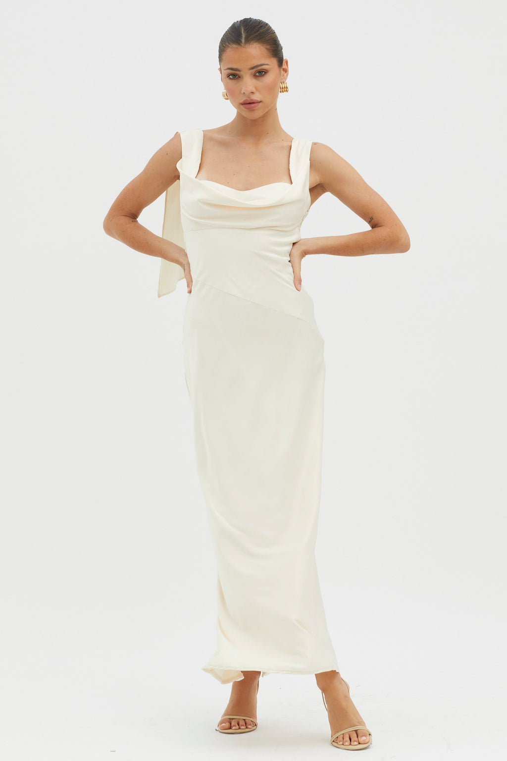 It's A Date Cowl Neck Maxi Dress Pearl by Selfie Leslie Australia