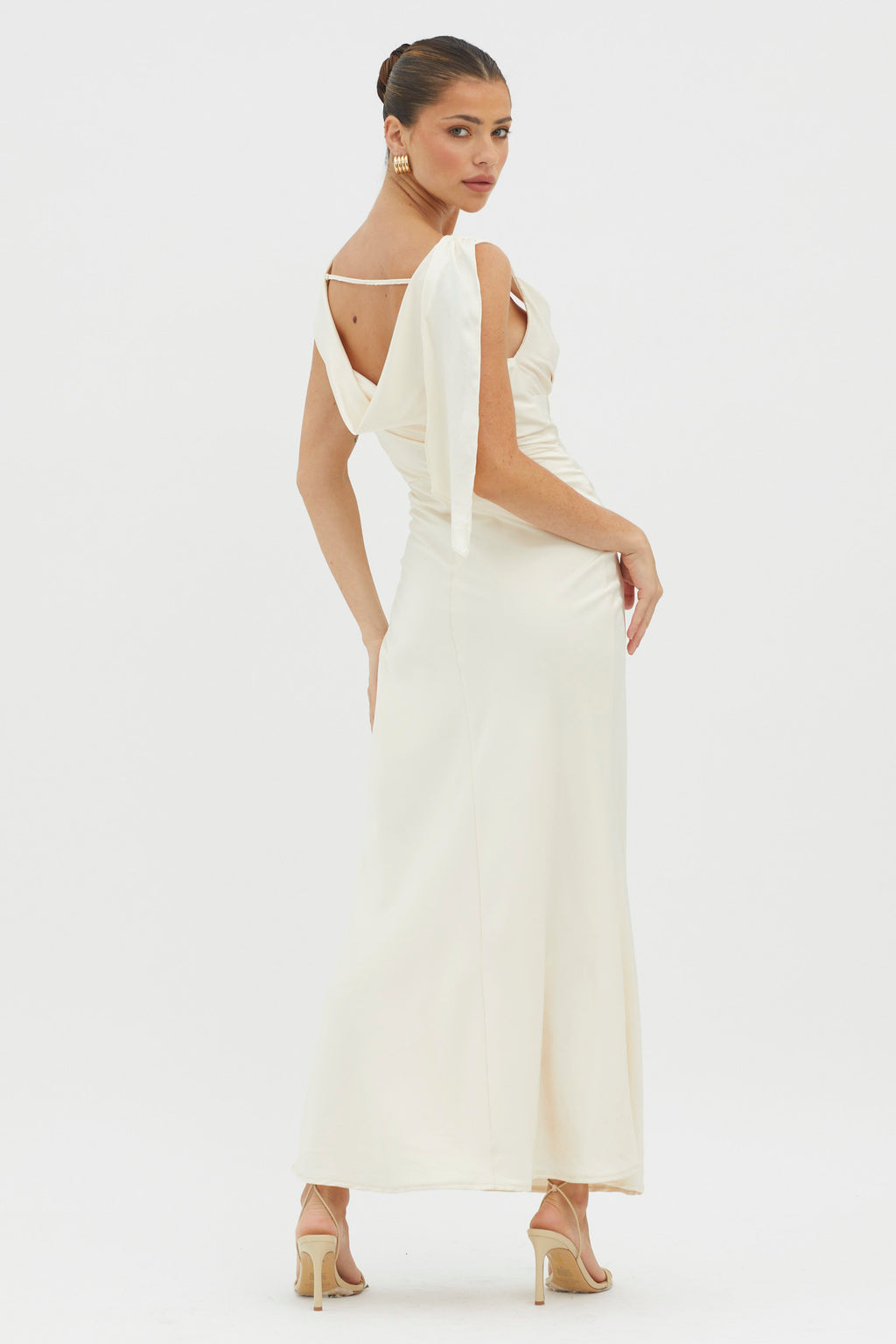 It's A Date Cowl Neck Maxi Dress Pearl by Selfie Leslie Australia