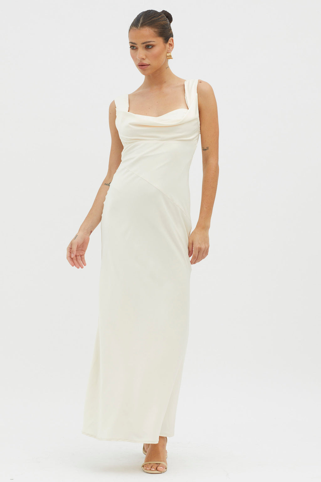 It's A Date Cowl Neck Maxi Dress Pearl by Selfie Leslie Australia