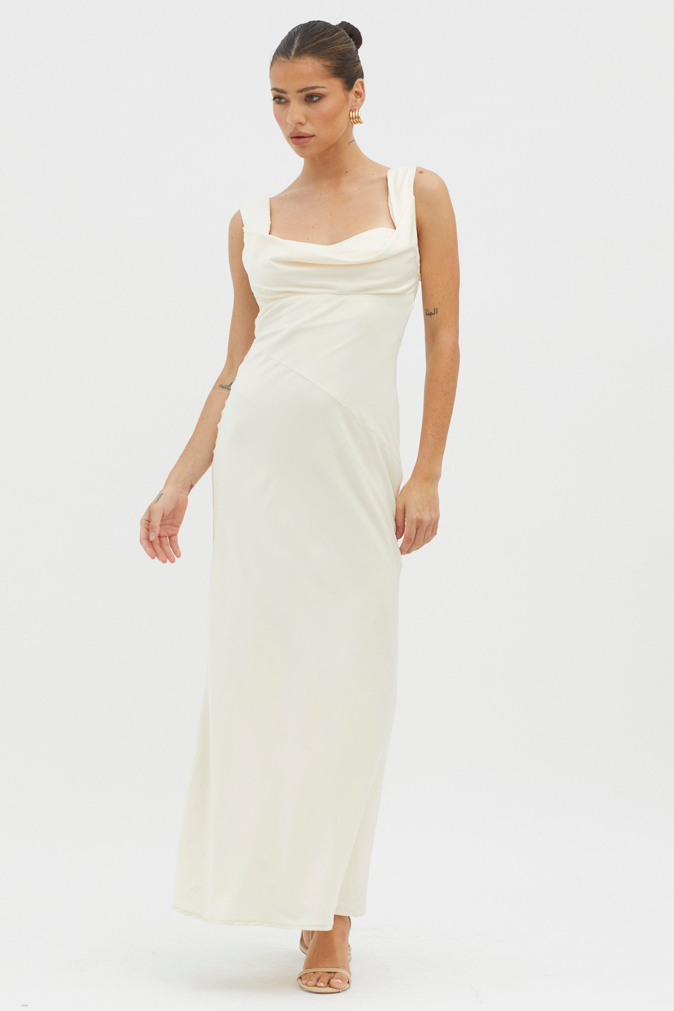 It's A Date Cowl Neck Maxi Dress Pearl by Selfie Leslie Australia