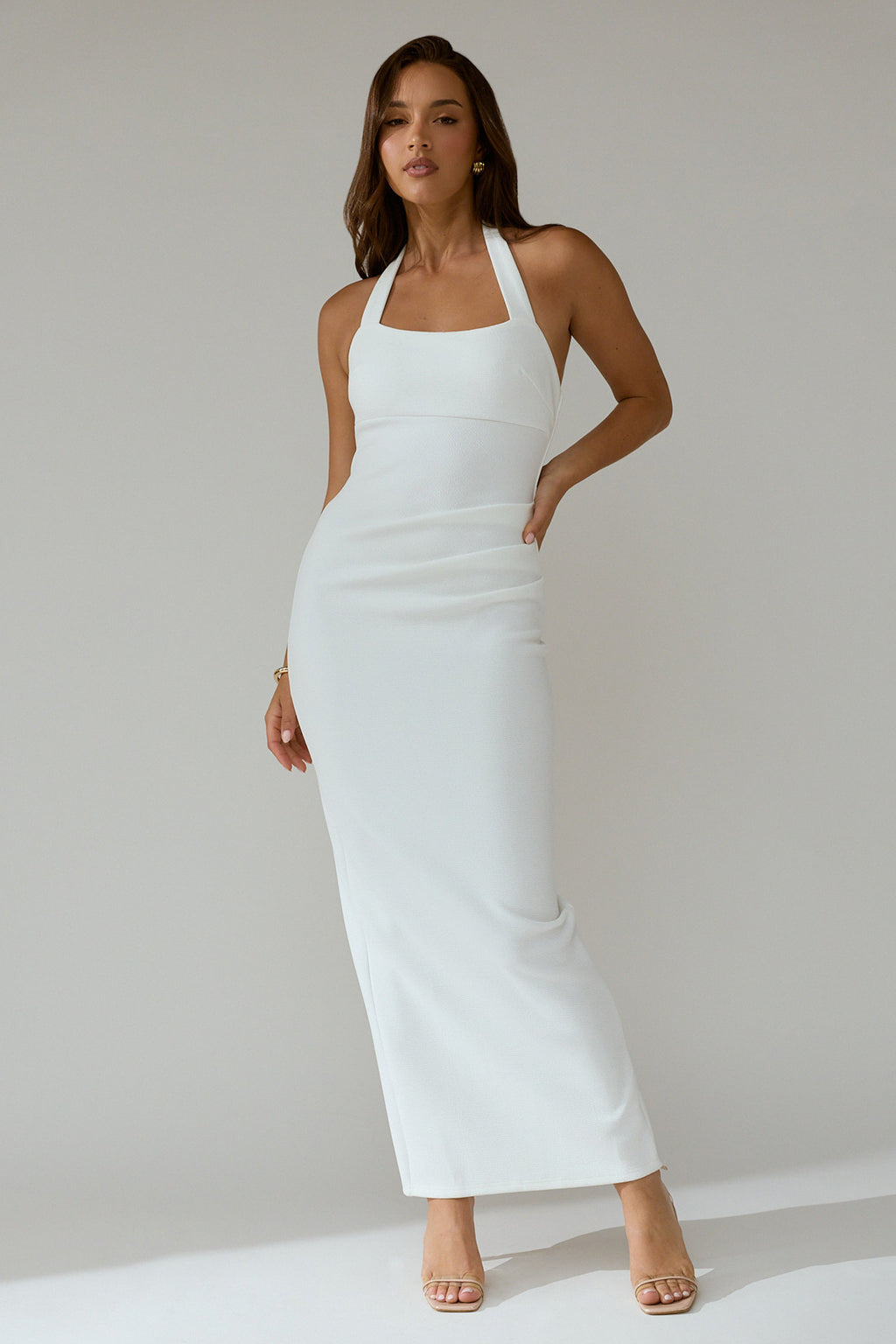 Fire Of Stars Halterneck Bodycon Maxi Dress White by Selfie Leslie Australia
