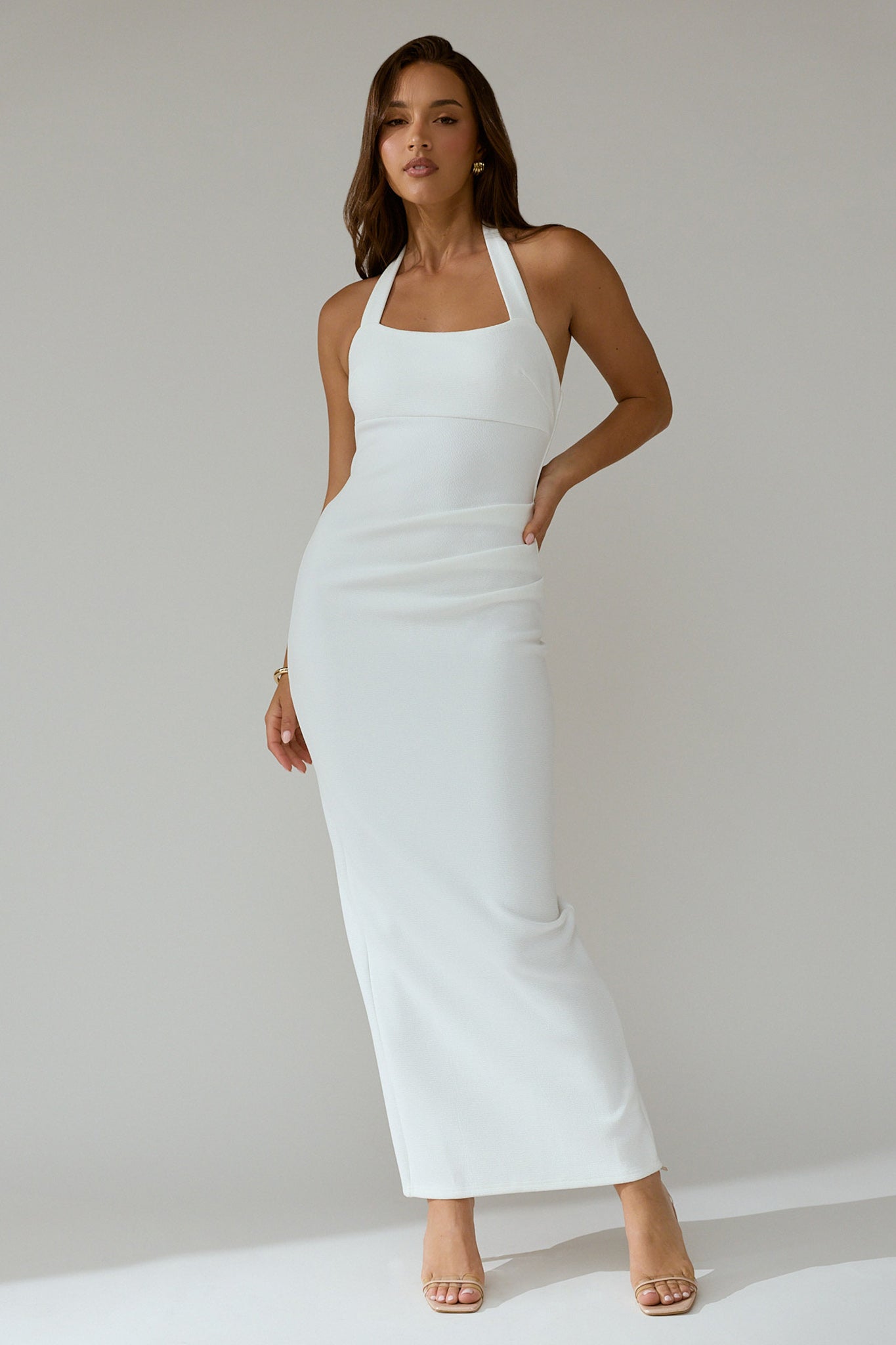 Fire Of Stars Halterneck Bodycon Maxi Dress White by Selfie Leslie Australia