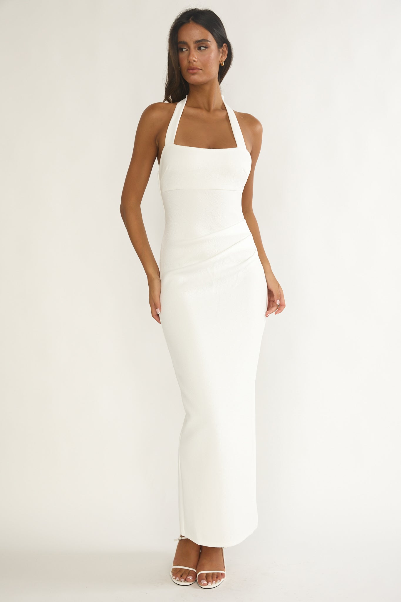 Fire Of Stars Halterneck Bodycon Maxi Dress White by Selfie Leslie Australia
