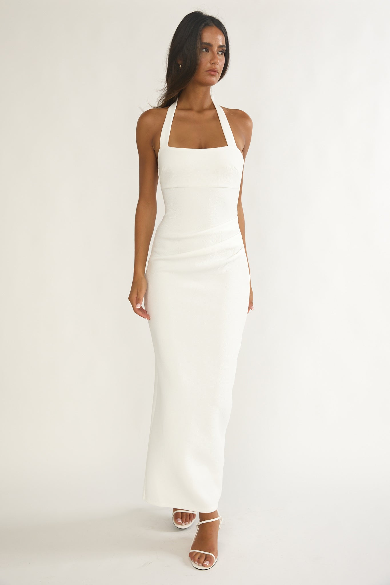 Fire Of Stars Halterneck Bodycon Maxi Dress White by Selfie Leslie Australia