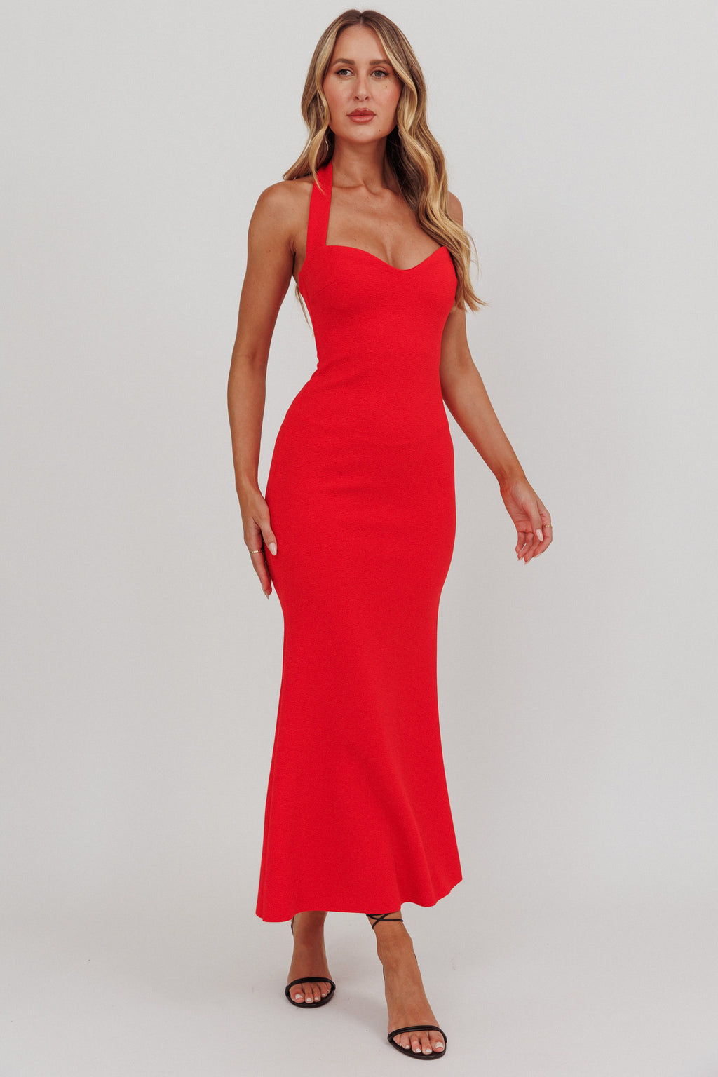 Fire Of Stars Halterneck Maxi Dress Red by Selfie Leslie Australia