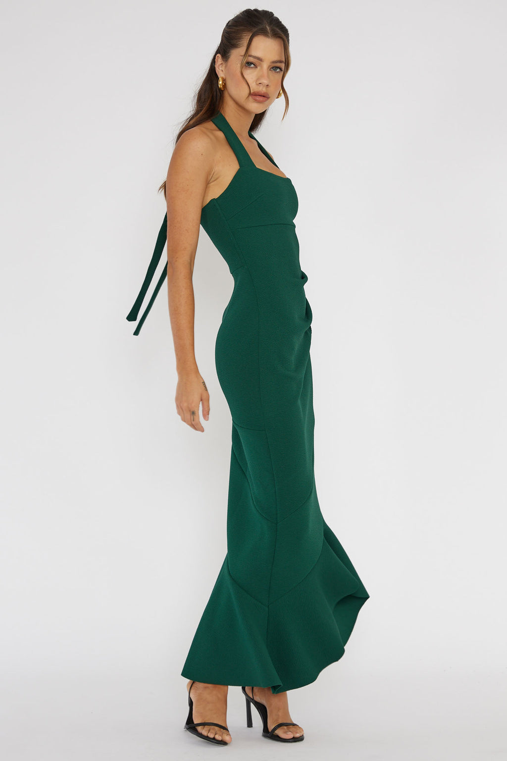 Fire Of Stars Halterneck Midi Dress Forest Green by Selfie Leslie Australia