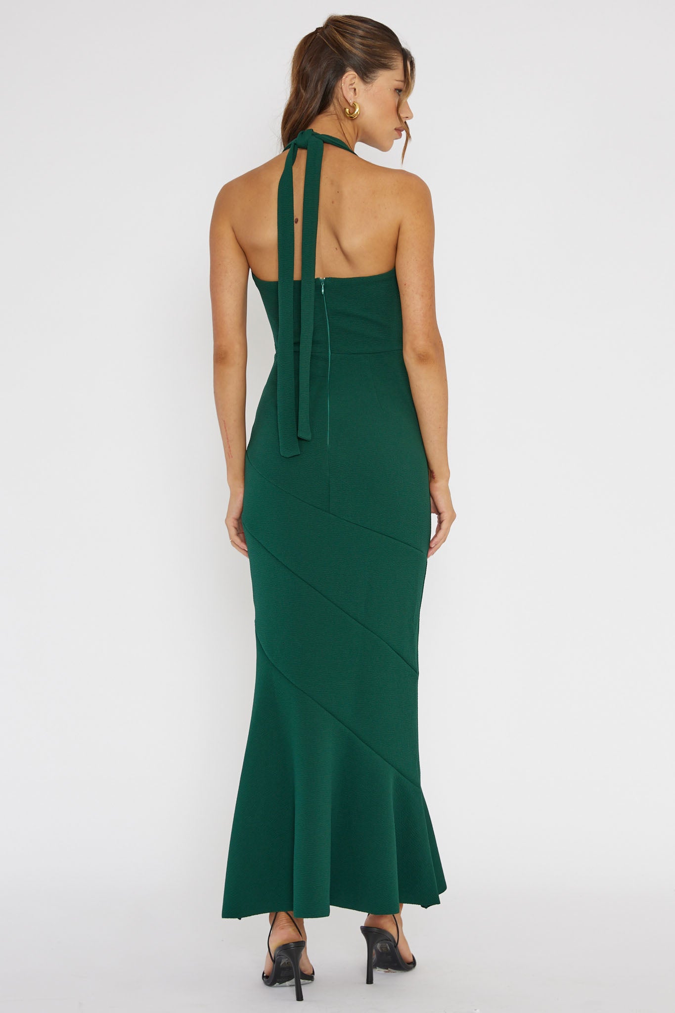 Fire Of Stars Halterneck Midi Dress Forest Green by Selfie Leslie Australia