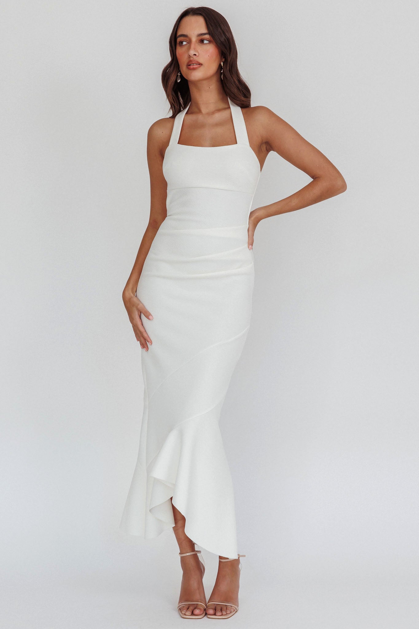 Fire Of Stars Halterneck Midi Dress White by Selfie Leslie Australia