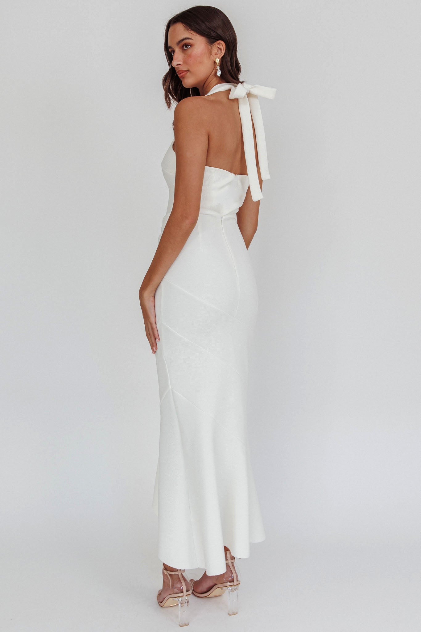 Fire Of Stars Halterneck Midi Dress White by Selfie Leslie Australia