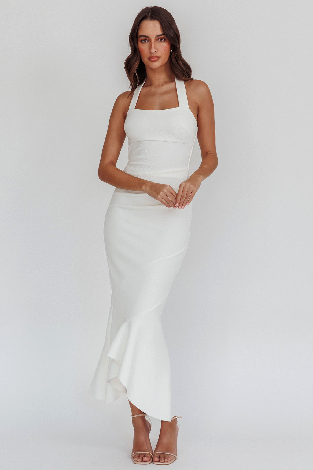 Fire Of Stars Halterneck Midi Dress White by Selfie Leslie Australia
