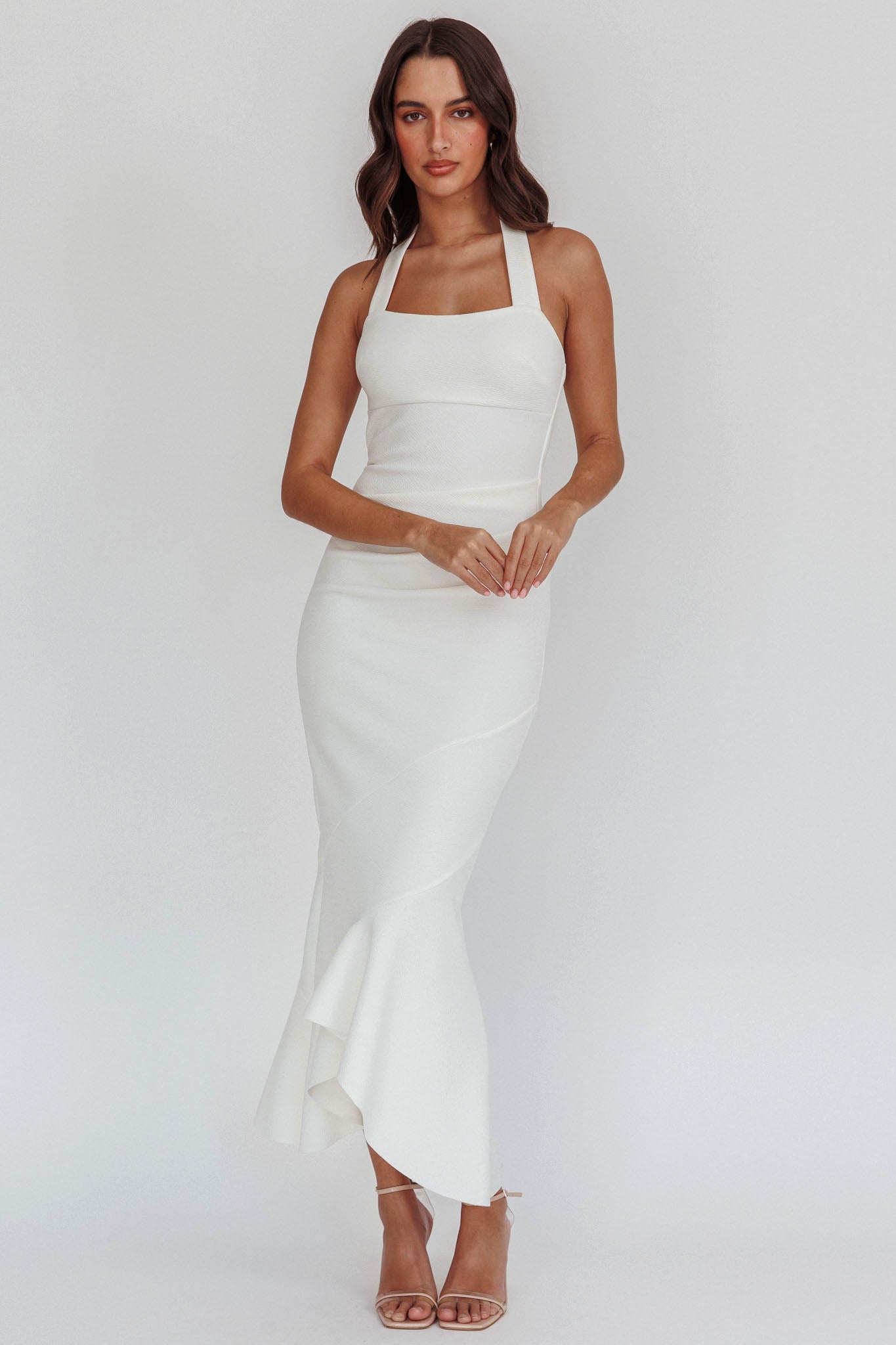 Fire Of Stars Halterneck Midi Dress White by Selfie Leslie Australia