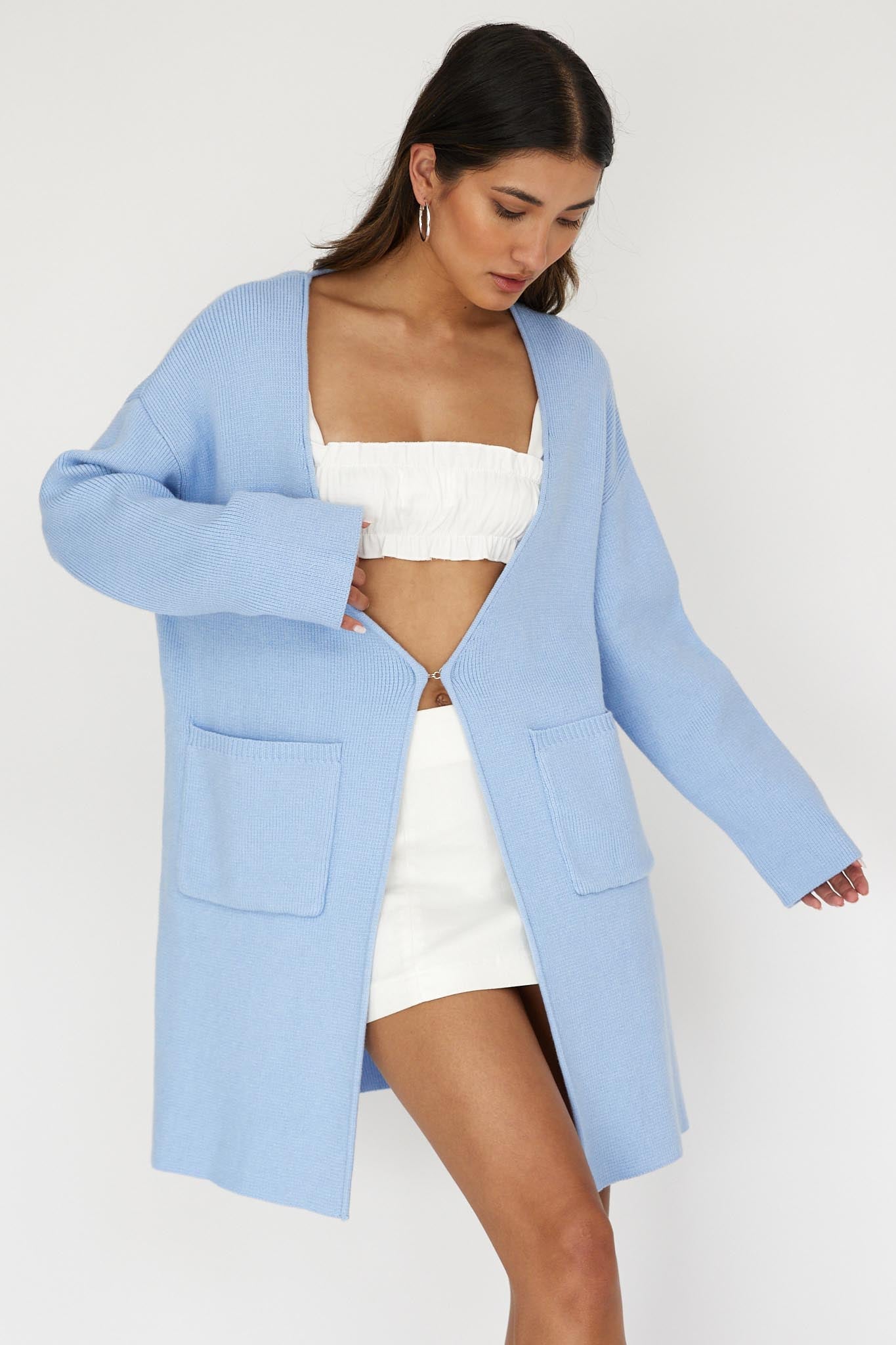 On Point Pocket Cardigan Blue by Selfie Leslie Australia