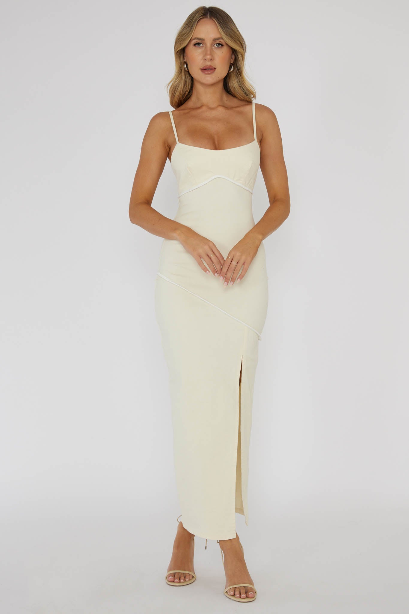 Blair Piping Trim Midi Dress Butter by Selfie Leslie Australia