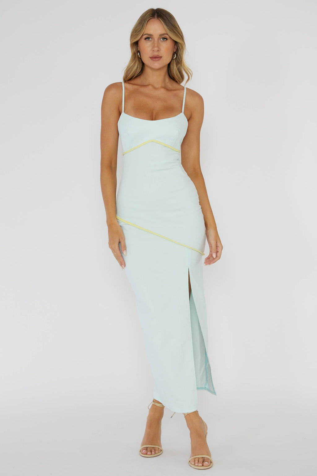 Blair Piping Trim Midi Dress Light Blue by Selfie Leslie Australia