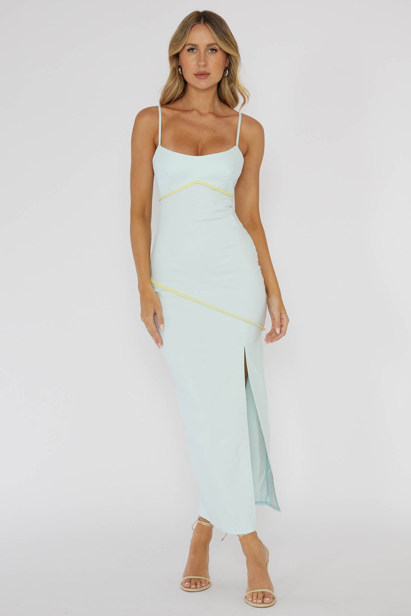 Blair Piping Trim Midi Dress Light Blue by Selfie Leslie Australia