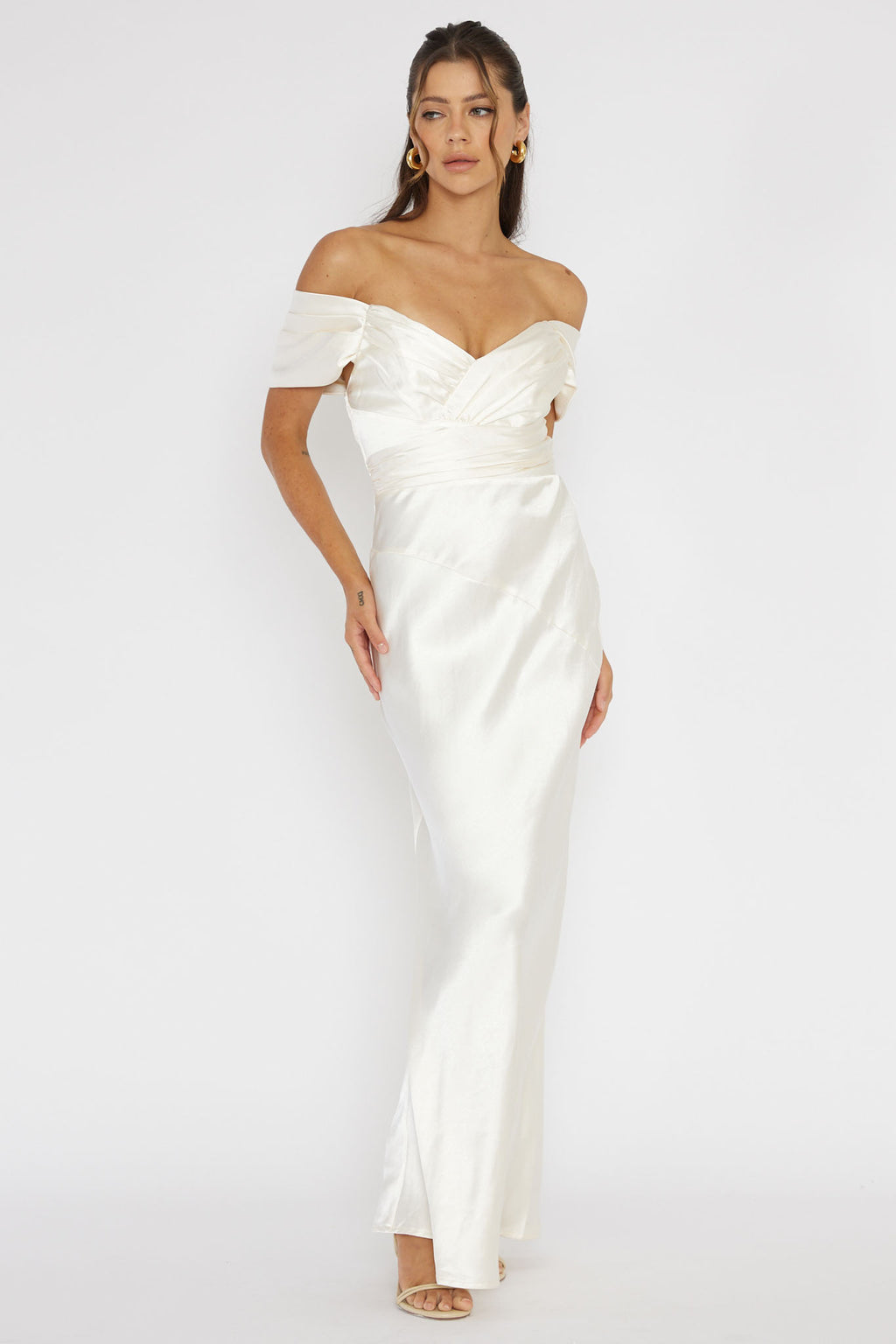 Katrina Off Shoulder Maxi Dress Butter by Selfie Leslie Australia