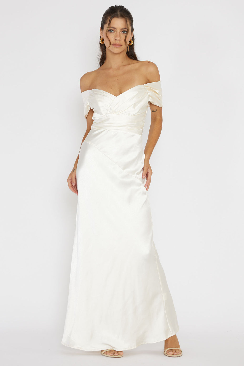 Katrina Off Shoulder Maxi Dress Butter by Selfie Leslie Australia