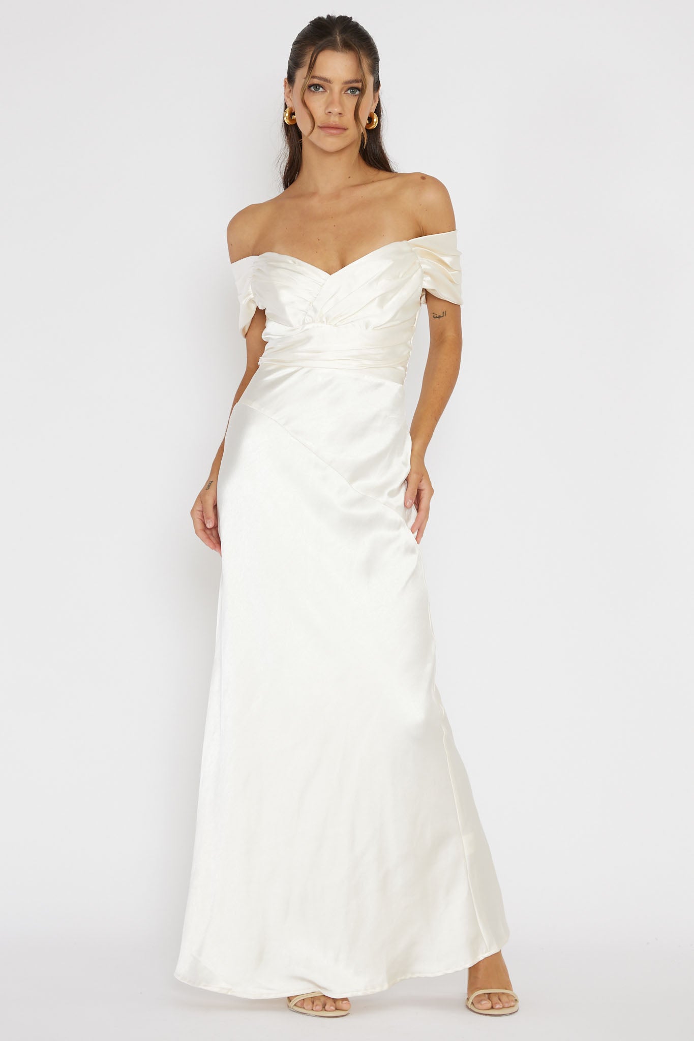 Katrina Off Shoulder Maxi Dress Butter by Selfie Leslie Australia