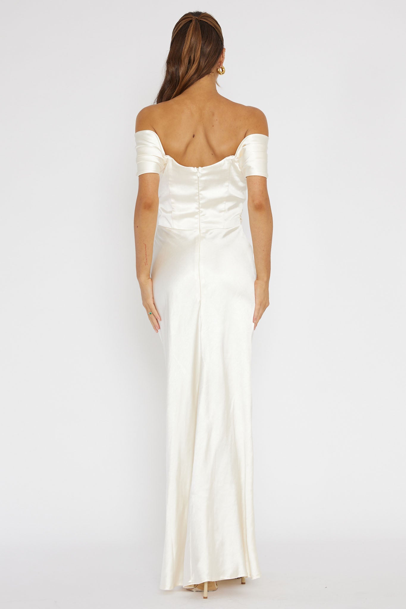 Katrina Off Shoulder Maxi Dress Butter by Selfie Leslie Australia
