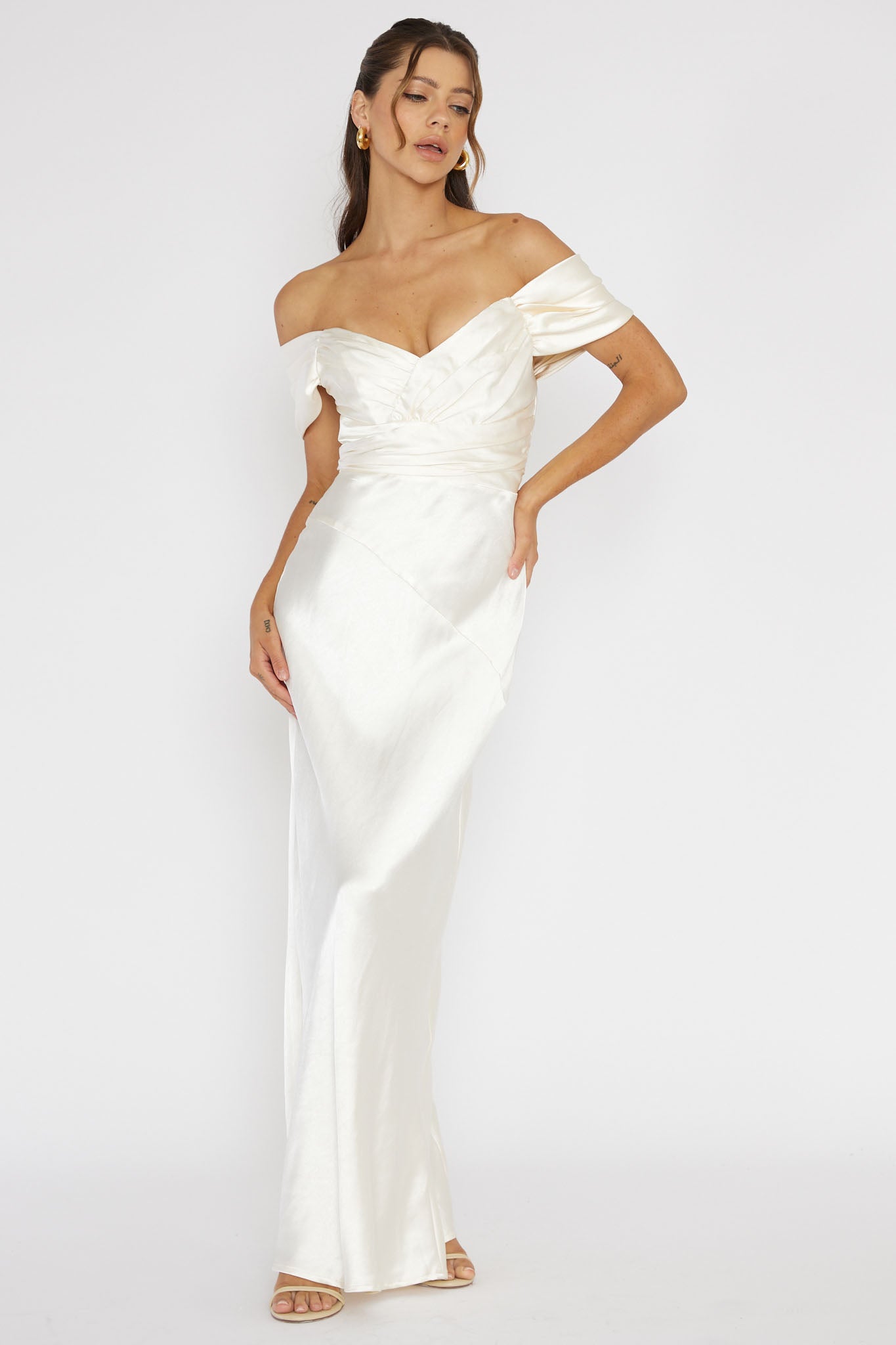 Katrina Off Shoulder Maxi Dress Butter by Selfie Leslie Australia