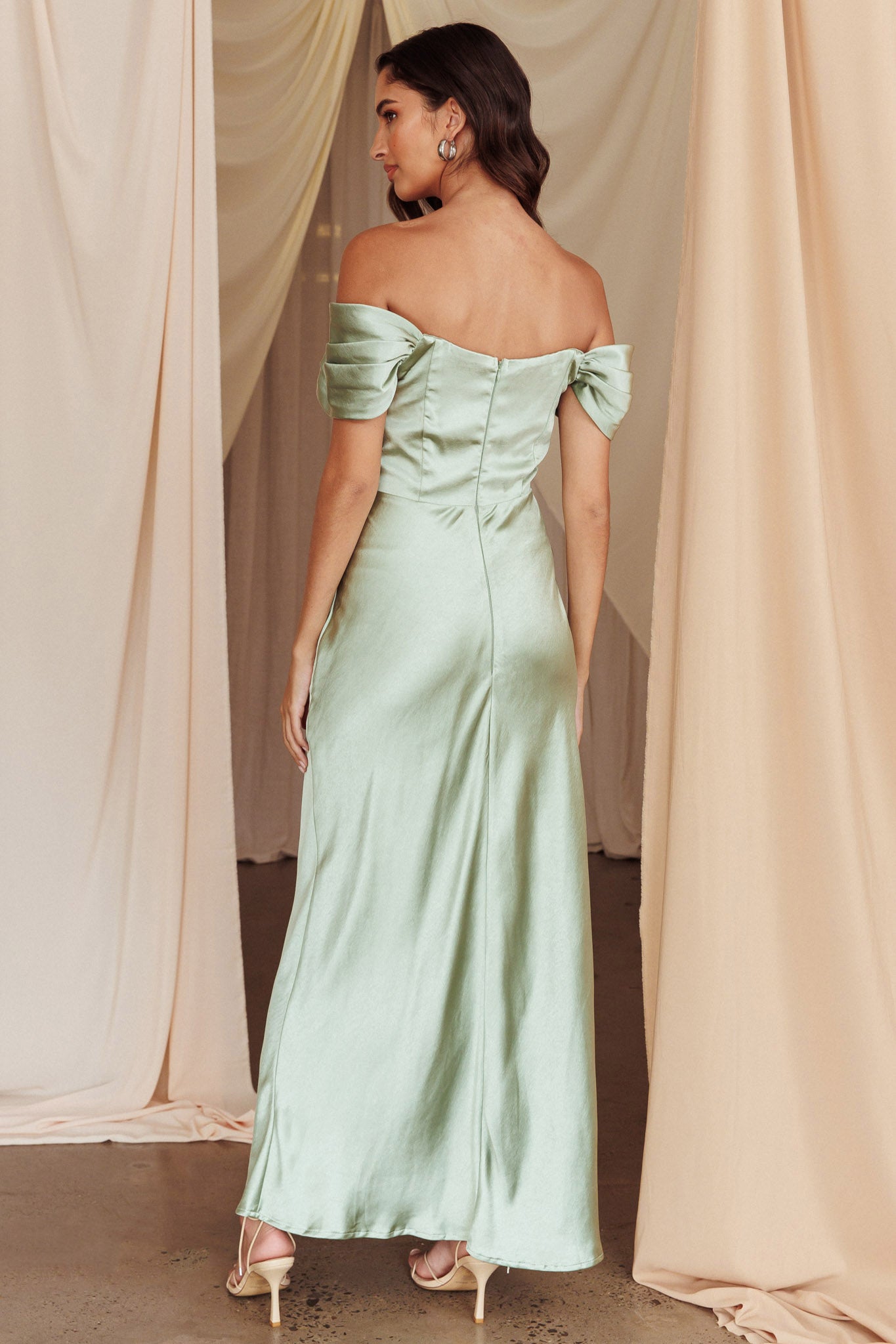 Katrina Off Shoulder Maxi Dress Pistachio by Selfie Leslie Australia