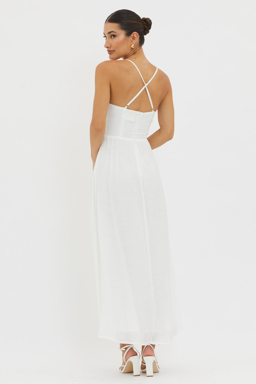 Slow It Down Lace Trim Maxi Dress White by Selfie Leslie Australia