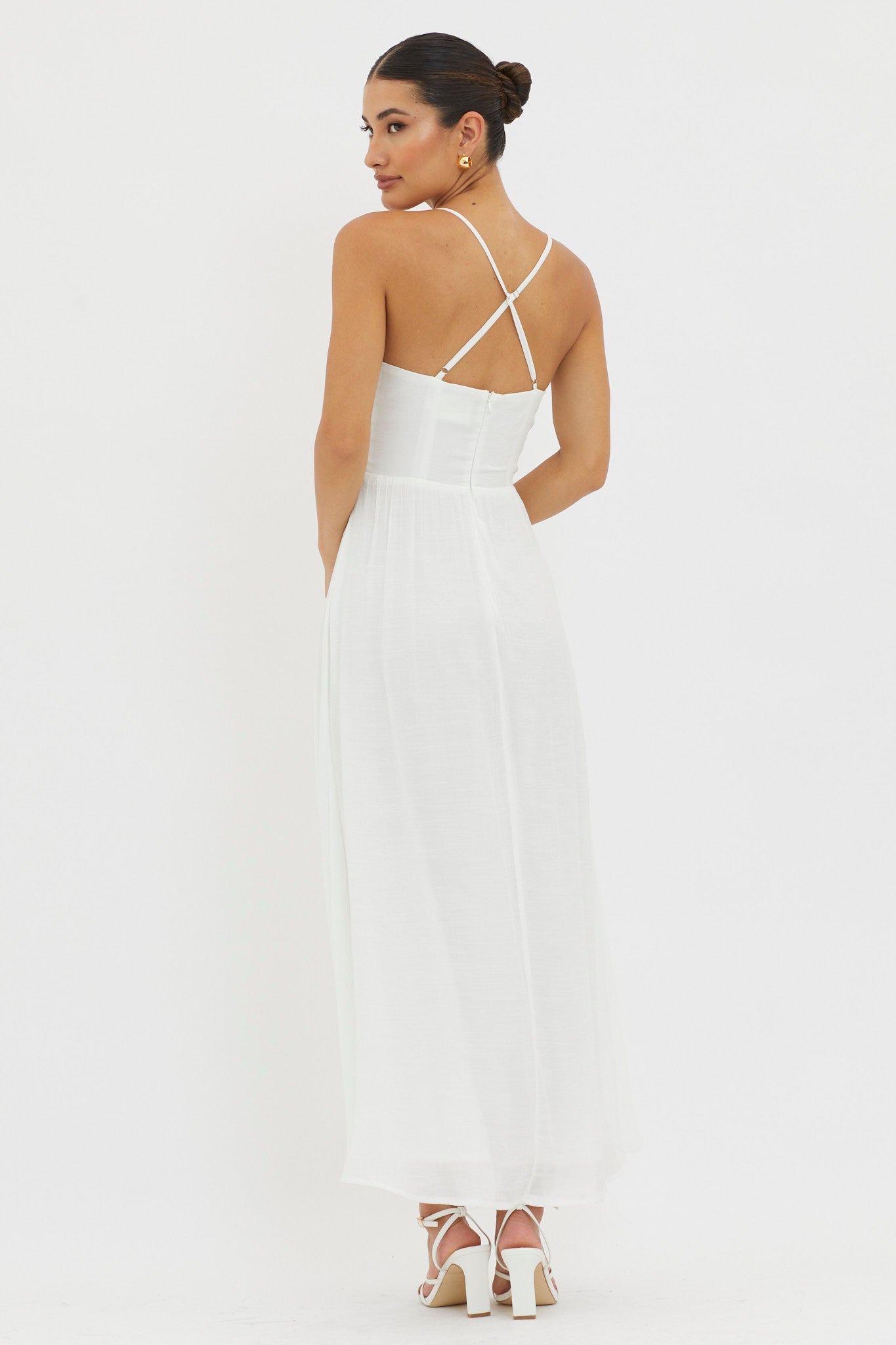 Slow It Down Lace Trim Maxi Dress White by Selfie Leslie Australia