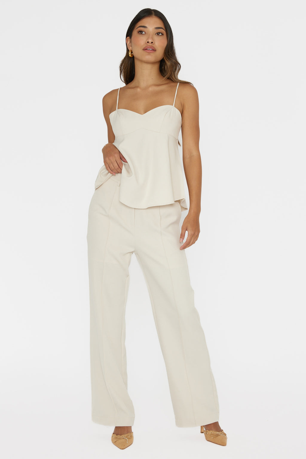 Mistie Pintuck Pants Bone by Selfie Leslie Australia