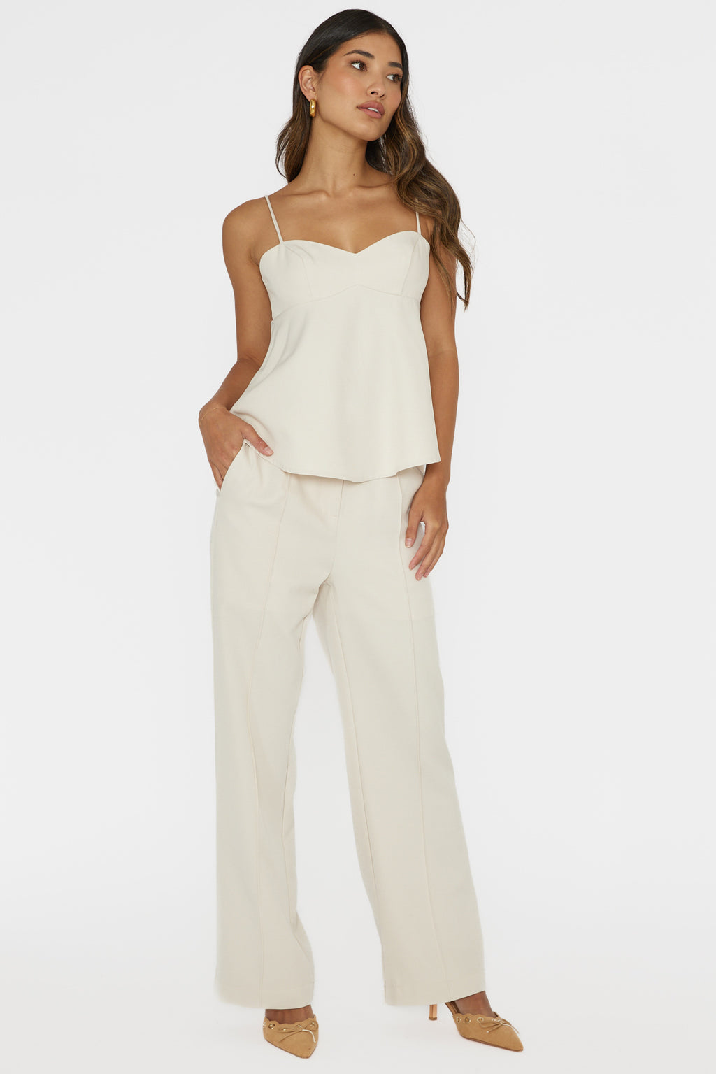 Mistie Pintuck Pants Bone by Selfie Leslie Australia