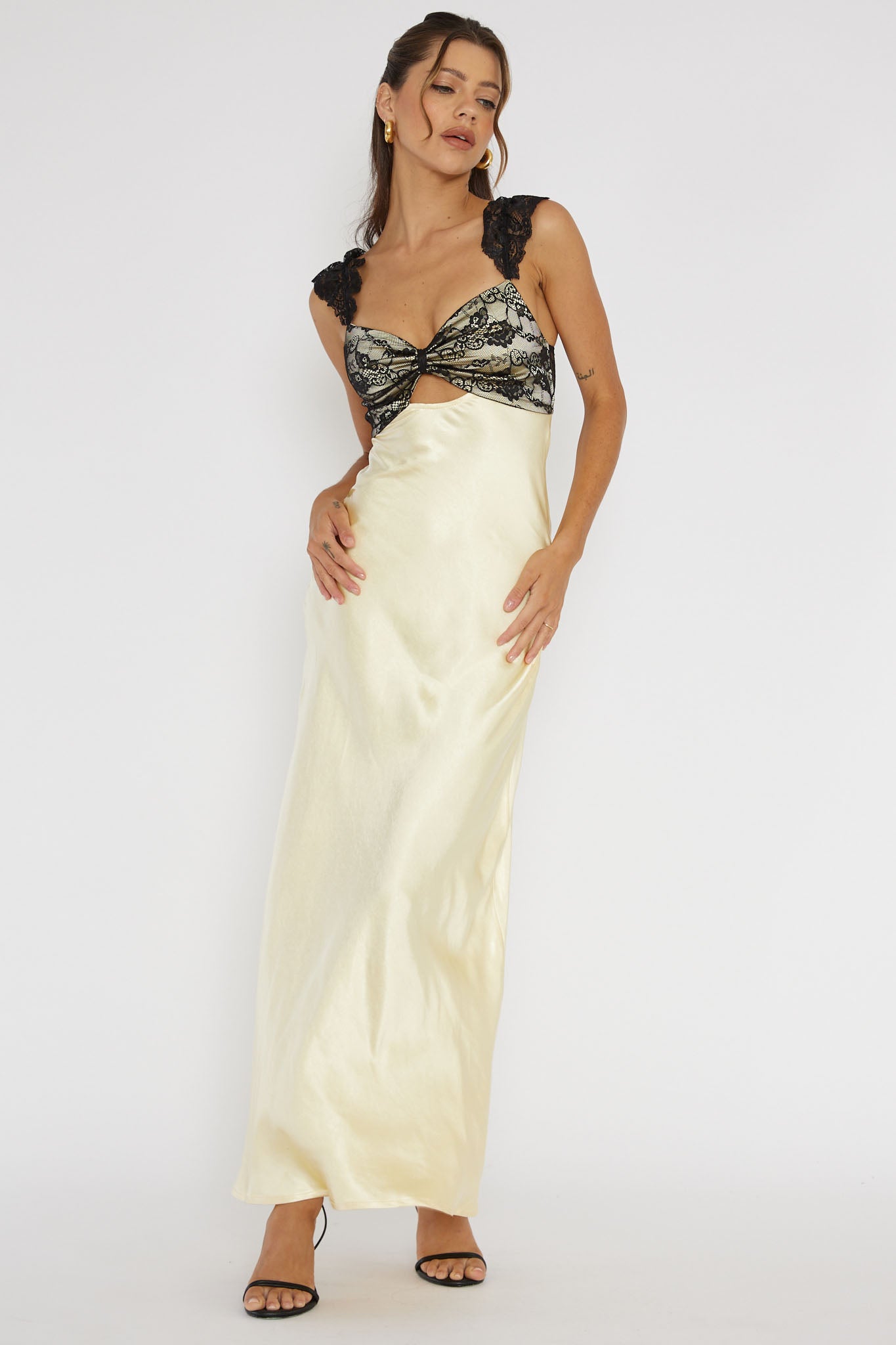 Claribel Lace Bust Maxi Dress Lemon by Selfie Leslie Australia