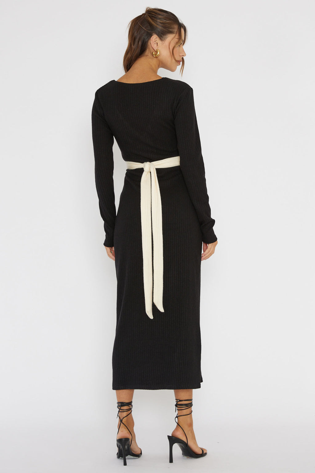 So Emotional Long Sleeve Cut-Out Knit Dress Black by Selfie Leslie Australia