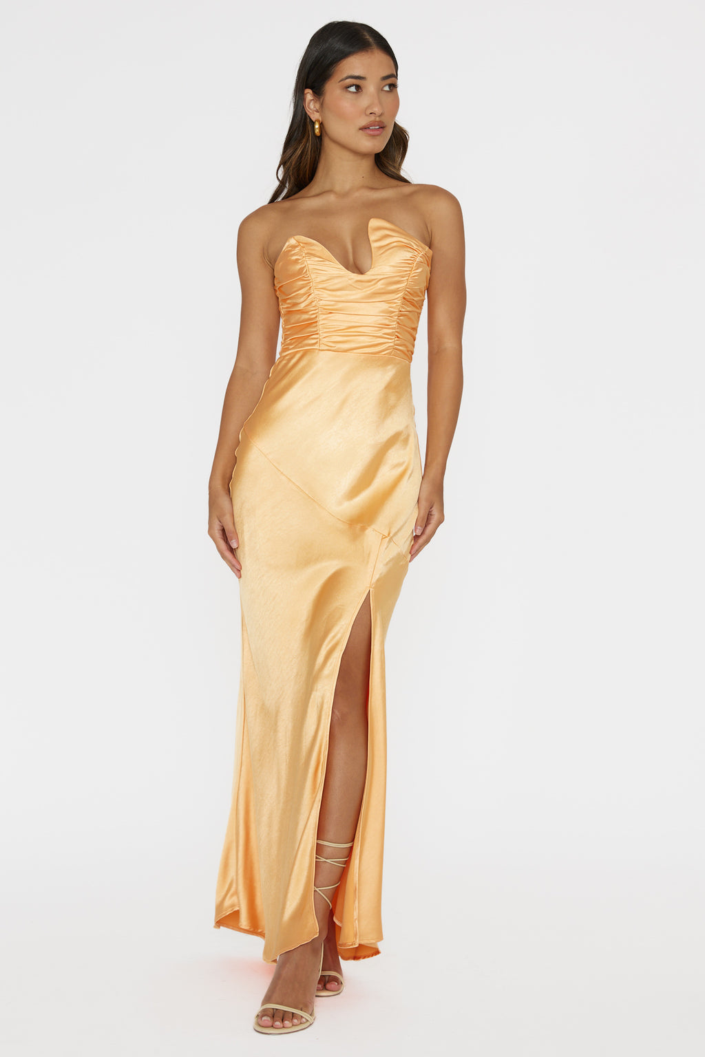 Blaise Asymmetric Neckline Maxi Dress Apricot by Selfie Leslie Australia
