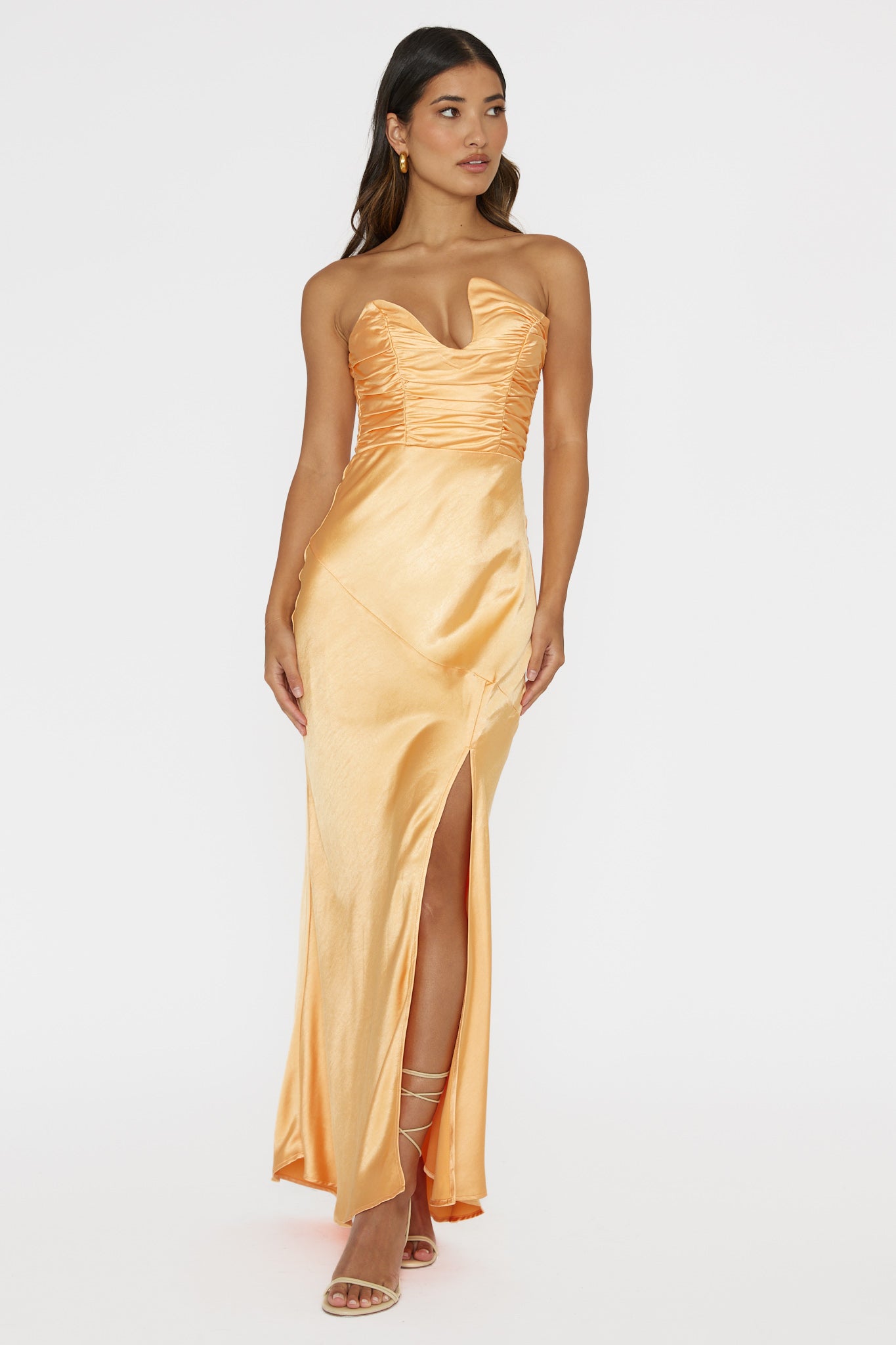 Blaise Asymmetric Neckline Maxi Dress Apricot by Selfie Leslie Australia