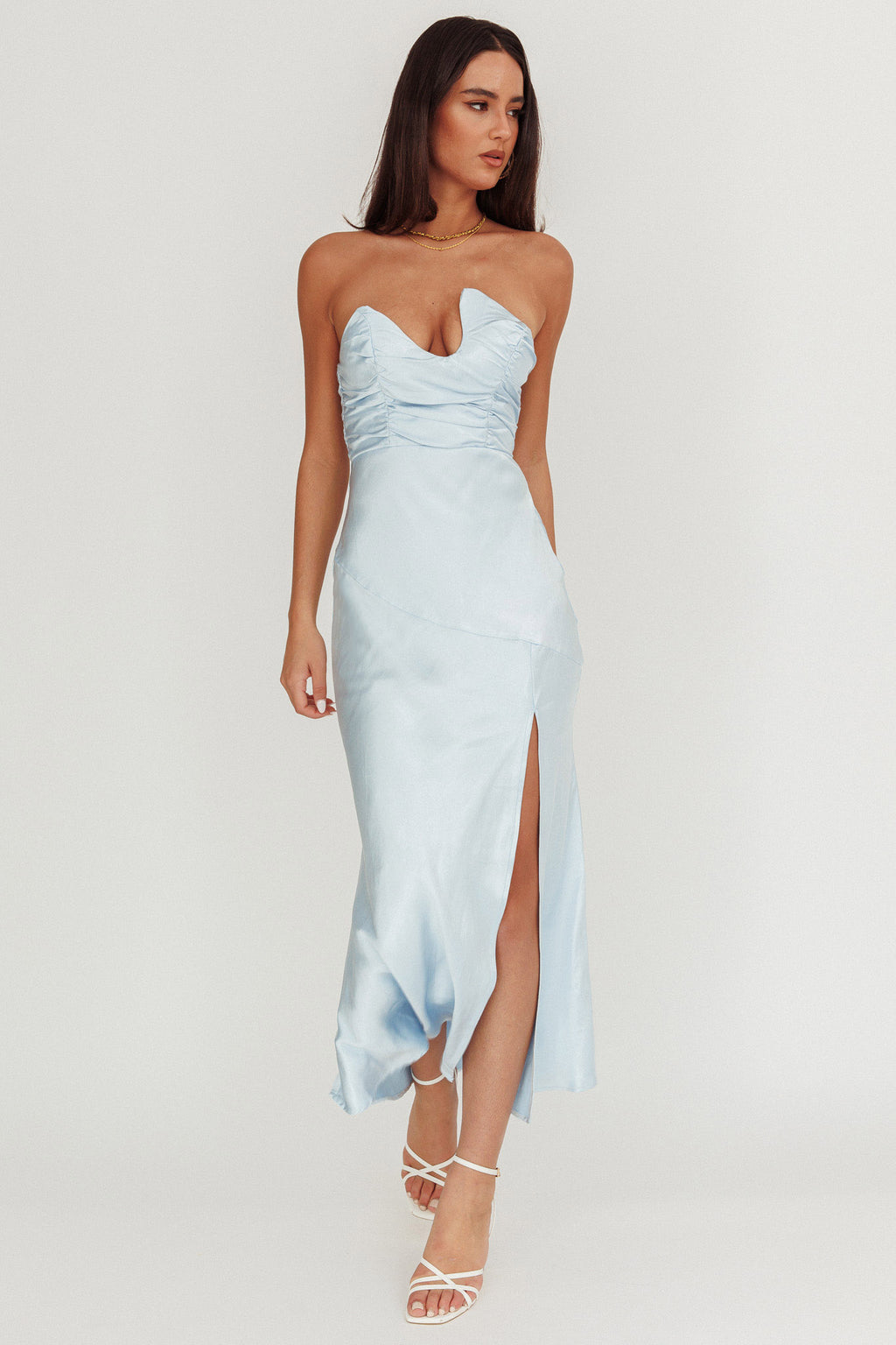 Blaise Asymmetric Neckline Maxi Dress Blue by Selfie Leslie Australia