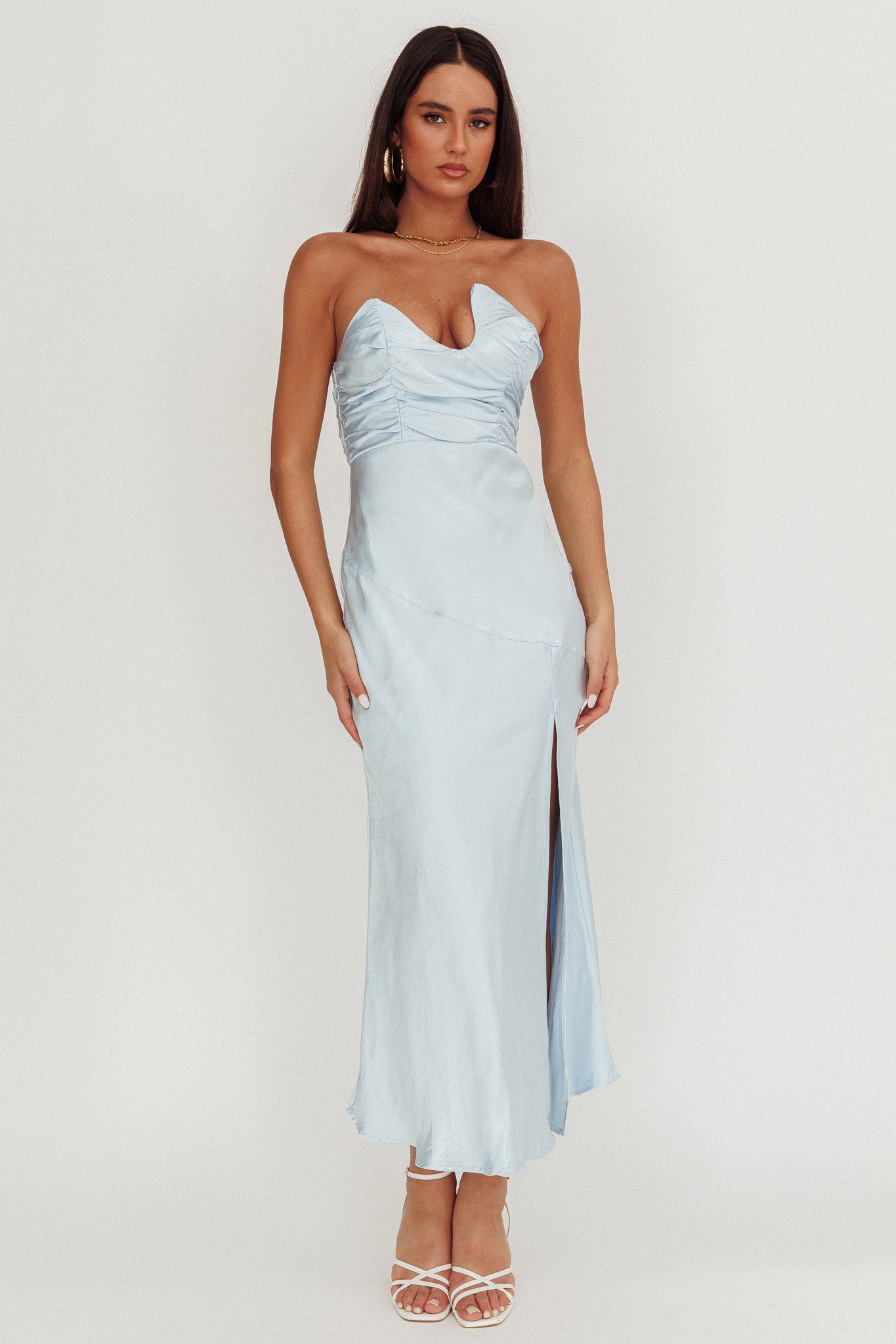 Blaise Asymmetric Neckline Maxi Dress Blue by Selfie Leslie Australia