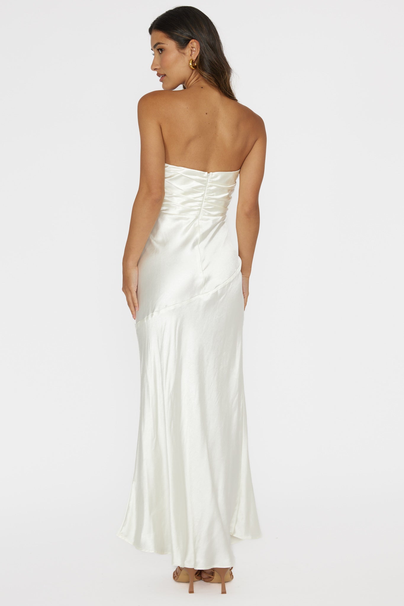 Blaise Asymmetric Neckline Maxi Dress Pearl by Selfie Leslie Australia