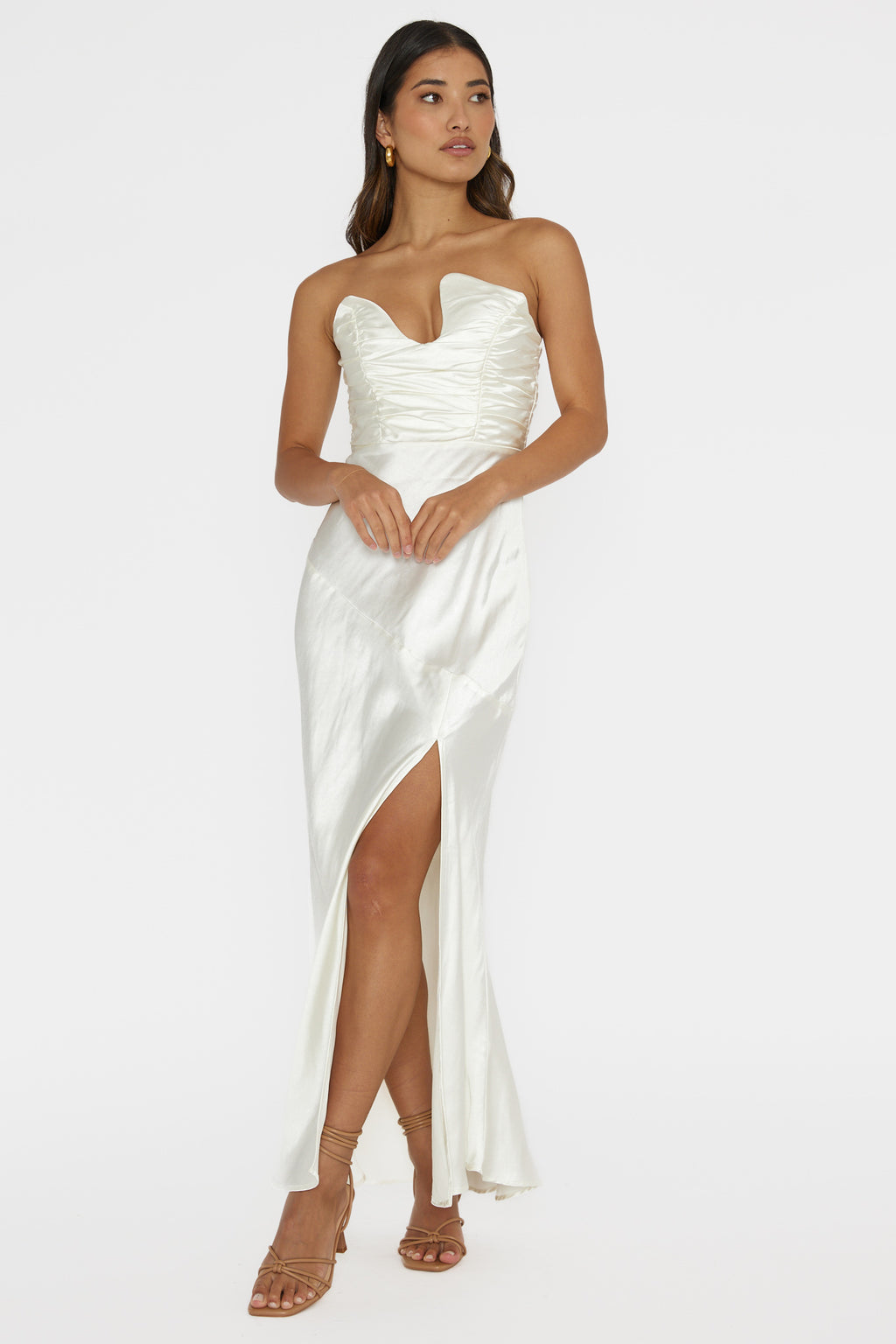 Blaise Asymmetric Neckline Maxi Dress Pearl by Selfie Leslie Australia