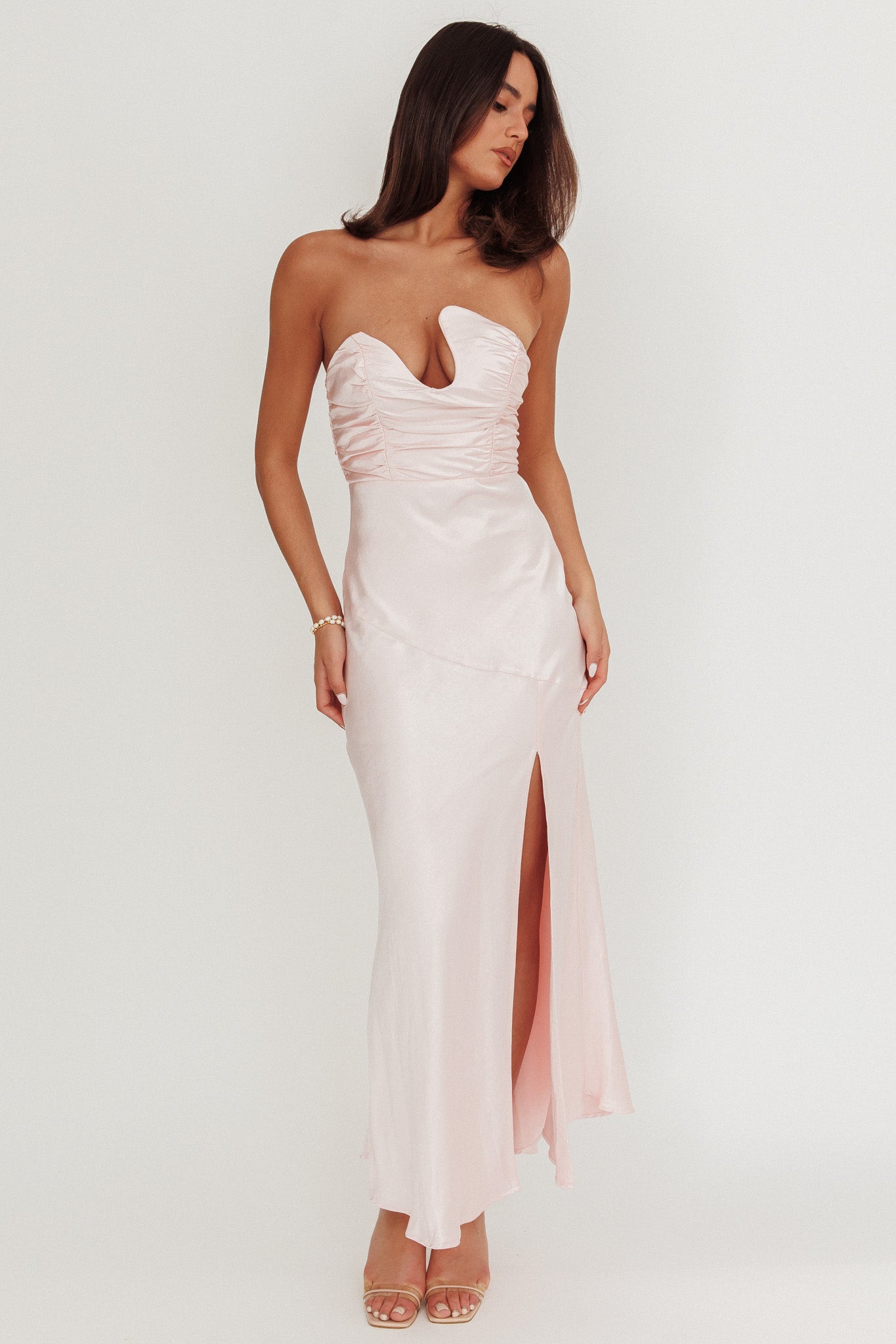 Blaise Asymmetric Neckline Maxi Dress Pink by Selfie Leslie Australia