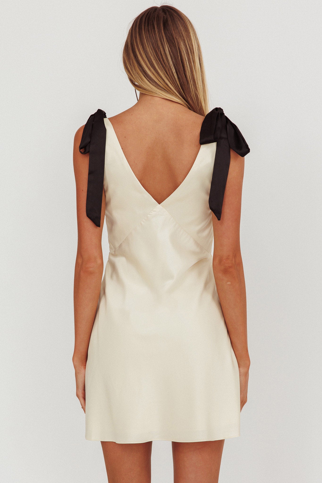 New York Minute Tied Shoulders Mini Dress Oyster by Selfie Leslie Australia