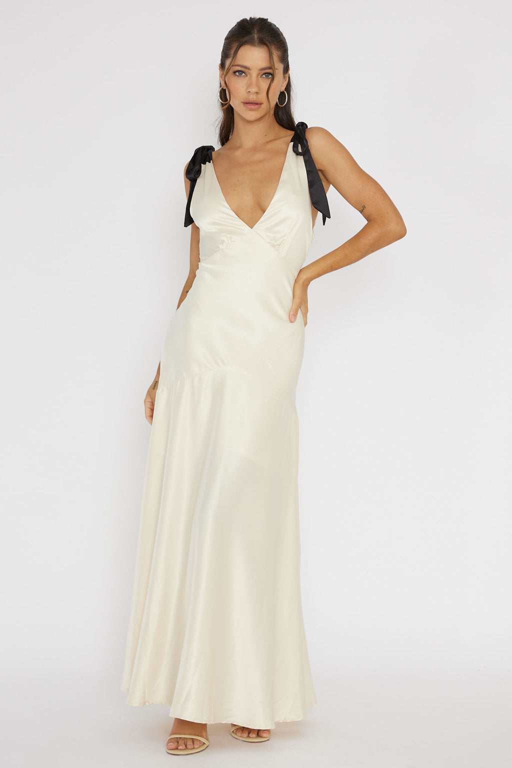New York Minute Bow Shoulder Dress Oyster by Selfie Leslie Australia