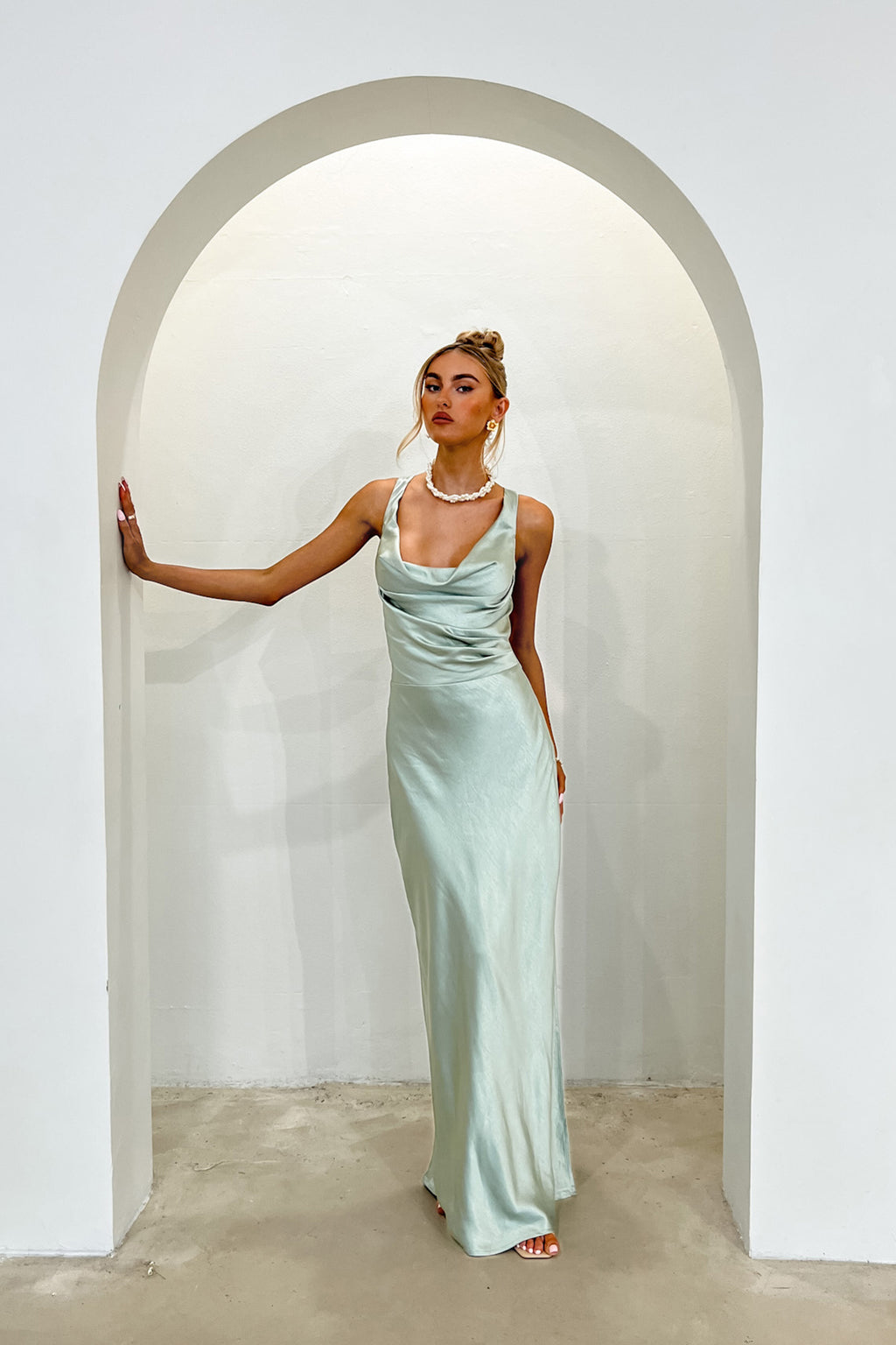 Sitara Tied Back Maxi Dress Sage by Selfie Leslie Australia