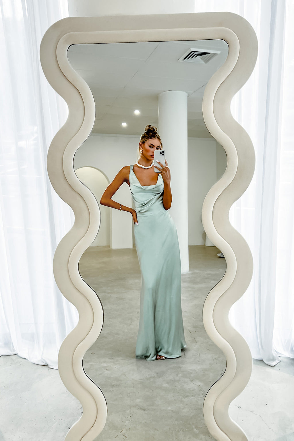 Sitara Tied Back Maxi Dress Sage by Selfie Leslie Australia
