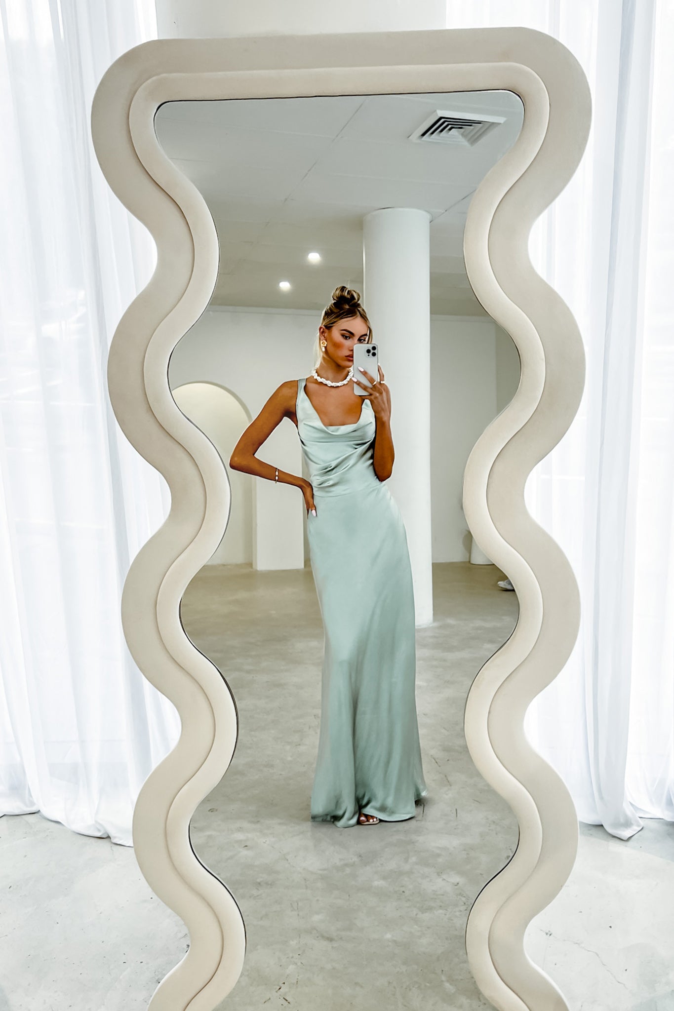 Sitara Tied Back Maxi Dress Sage by Selfie Leslie Australia