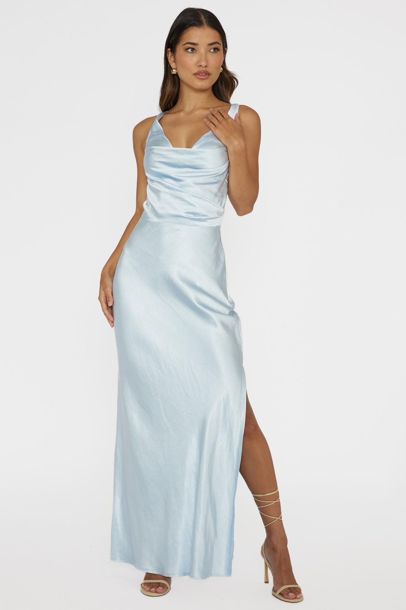 Sitara Tied Back Maxi Dress Blue by Selfie Leslie Australia