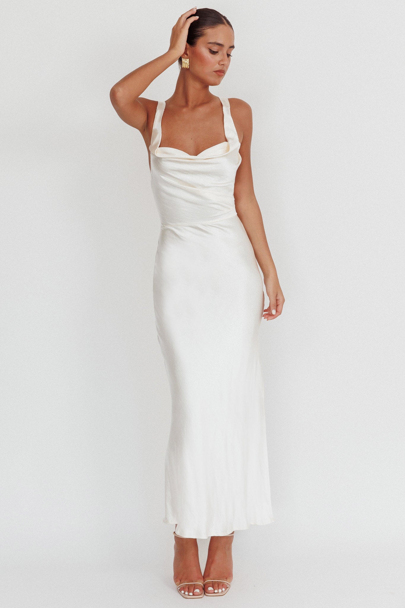Sitara Tied Back Maxi Dress Oyster by Selfie Leslie Australia