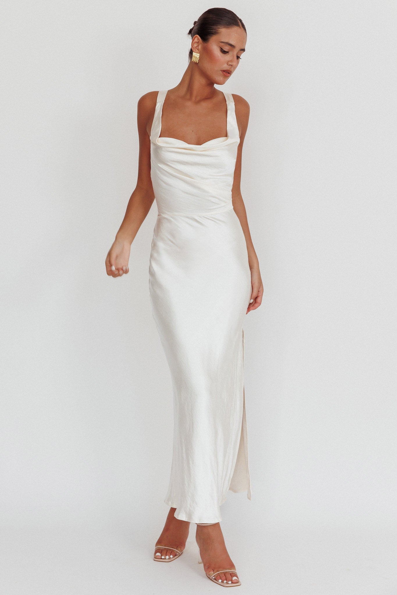 Sitara Tied Back Maxi Dress Oyster by Selfie Leslie Australia