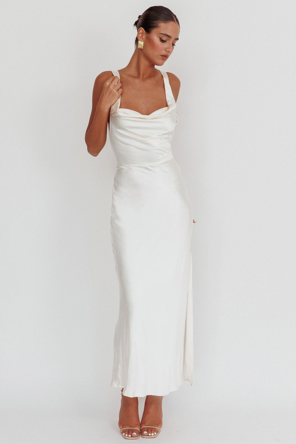 Sitara Tied Back Maxi Dress Oyster by Selfie Leslie Australia