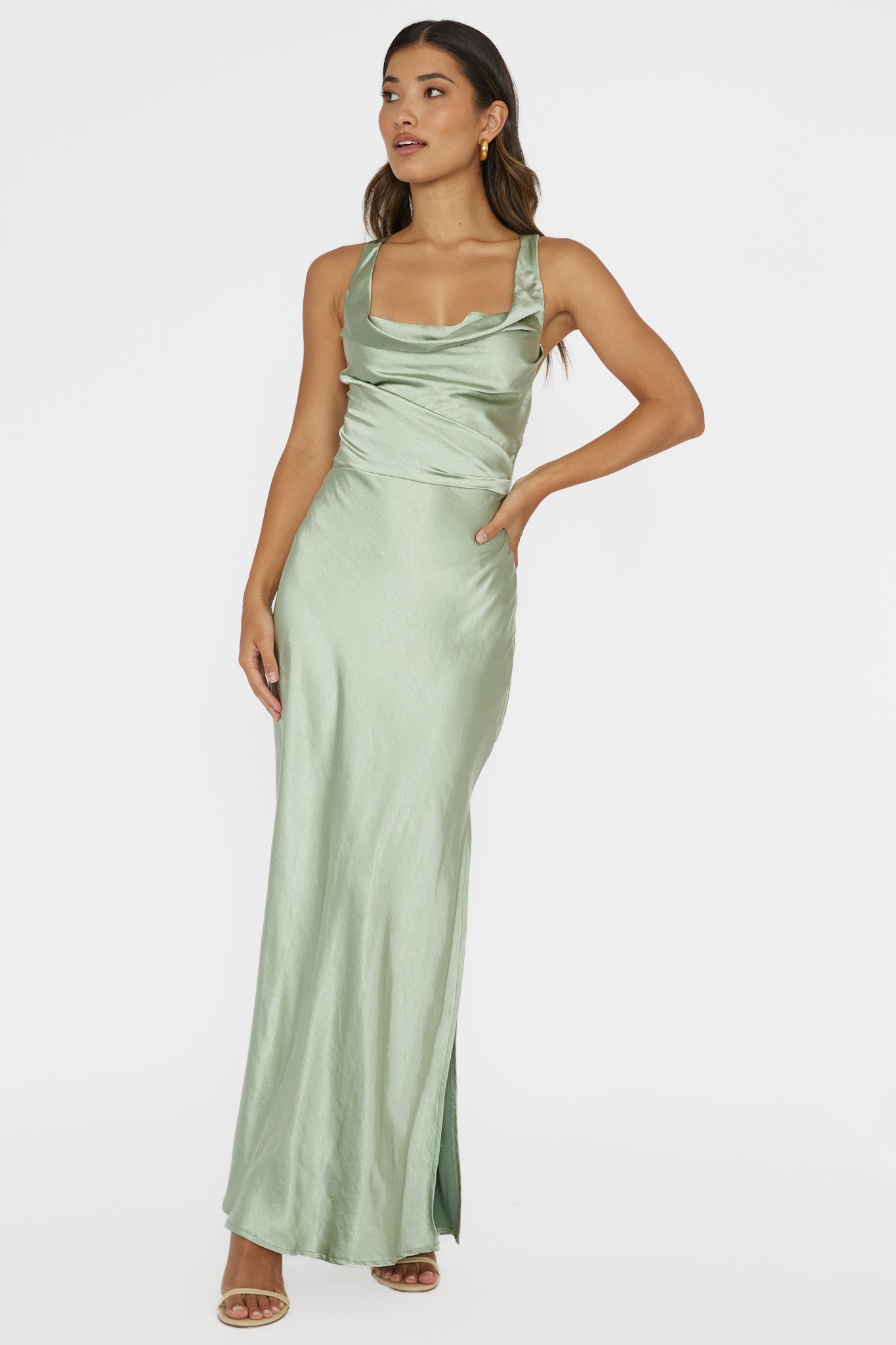 Sitara Tied Back Maxi Dress Sage by Selfie Leslie Australia
